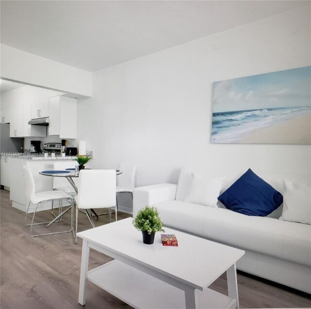 living room with light wood-type flooring