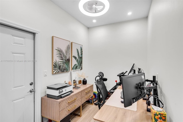 home office featuring light wood-type flooring