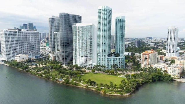 view of city with a water view