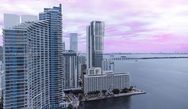 view of city with a water view