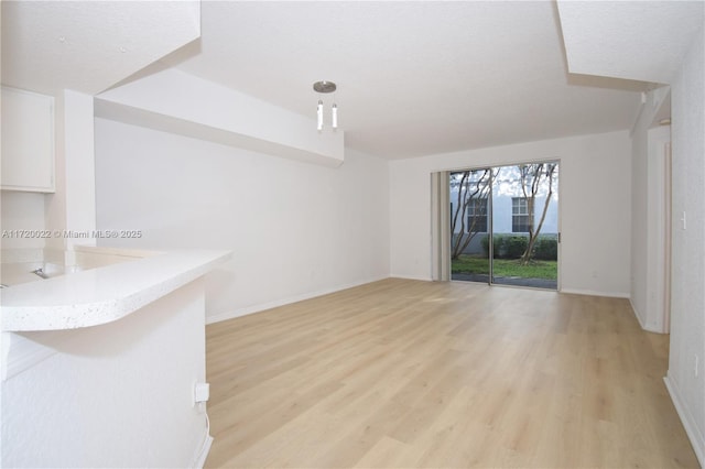 unfurnished living room with light hardwood / wood-style floors