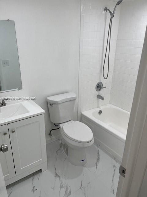 full bathroom with vanity,  shower combination, and toilet