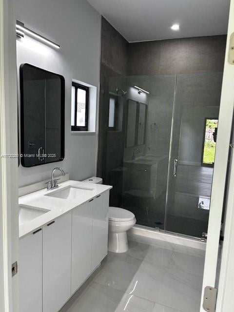 301 NW 28th Ave, Fort Lauderdale, FL 33311 - bathroom with vanity, a stall shower, and marble finish flooring