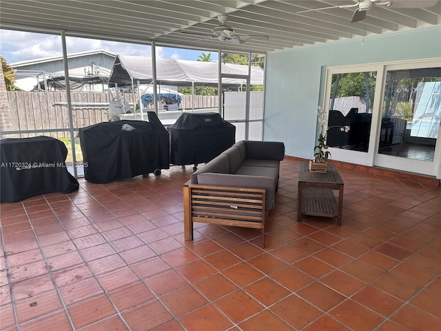 9920 SW 194th St, Cutler Bay, FL 33157 - sunroom featuring a ceiling fan and an outdoor living space