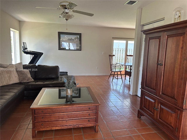 9920 SW 194th St, Cutler Bay, FL 33157 - living area featuring a ceiling fan and baseboards