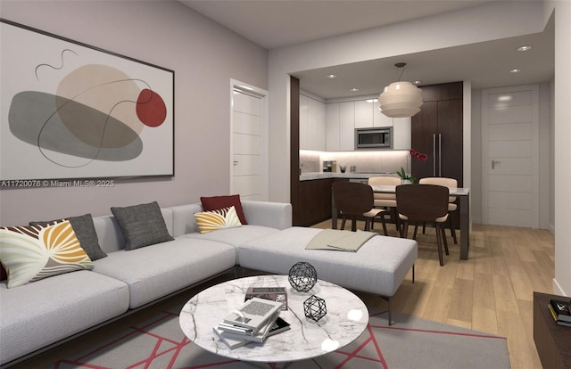 living room featuring light wood-type flooring