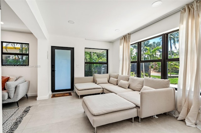 view of tiled living room