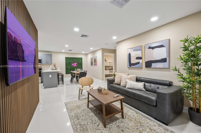 view of tiled living room