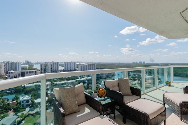 balcony with a water view