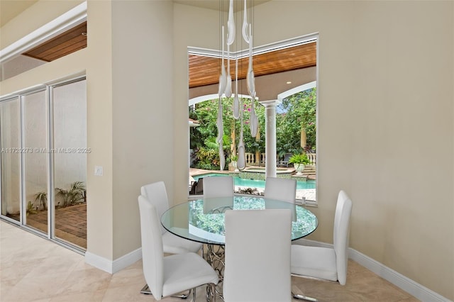 view of tiled dining area