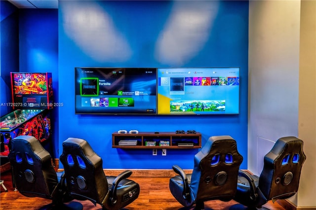 game room featuring wood-type flooring