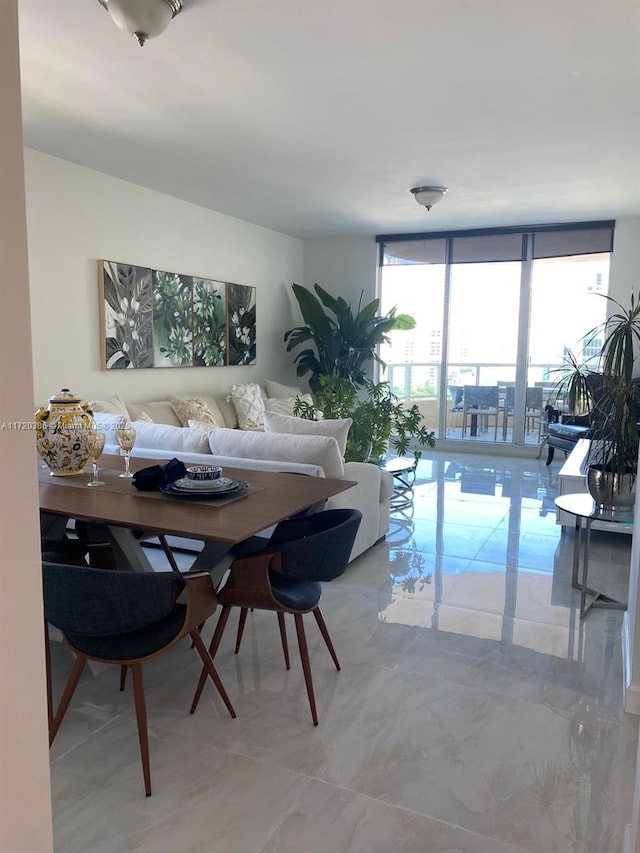 dining area with expansive windows