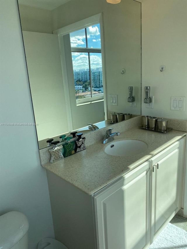 bathroom with vanity and toilet