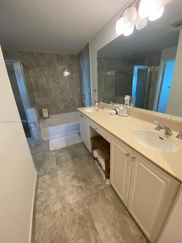 3340 NE 190th St Unit 1101, Aventura, FL 33180 - full bathroom with a bath, double vanity, and a stall shower