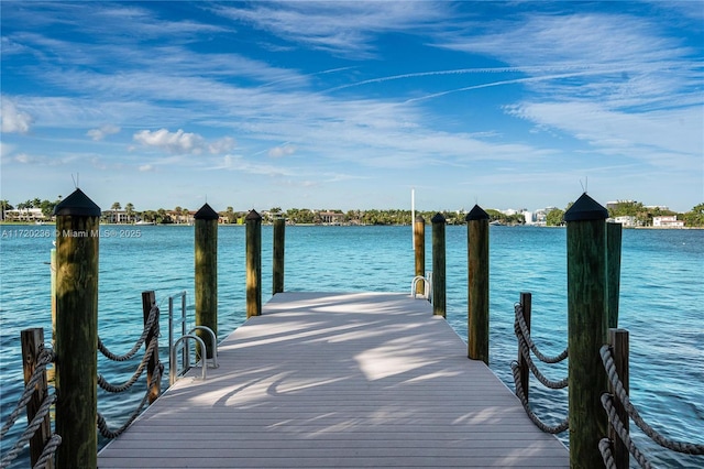 dock area featuring a water view