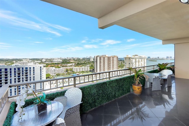 balcony with a water view