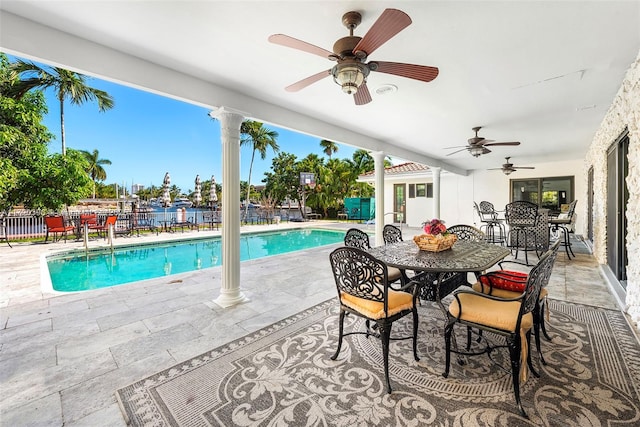 view of swimming pool featuring a patio