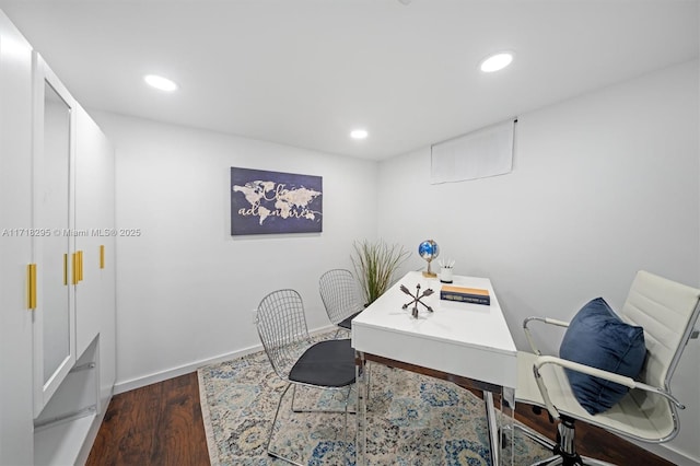 office featuring dark hardwood / wood-style floors