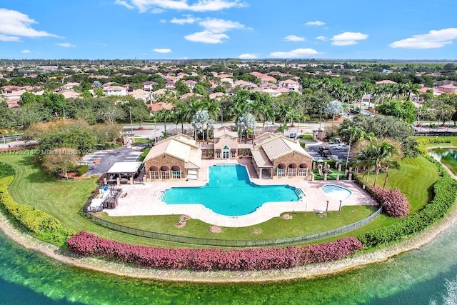 bird's eye view featuring a water view