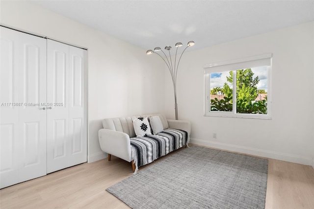 living area with light wood-type flooring