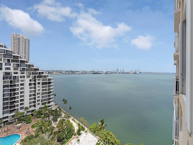 property view of water with a city view