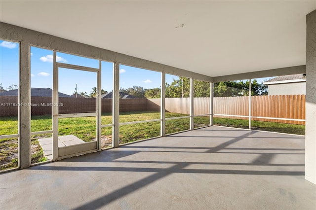 view of unfurnished sunroom