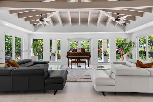 4144 Pinta Ct, Coral Gables, FL 33146 - sunroom / solarium featuring french doors and beamed ceiling