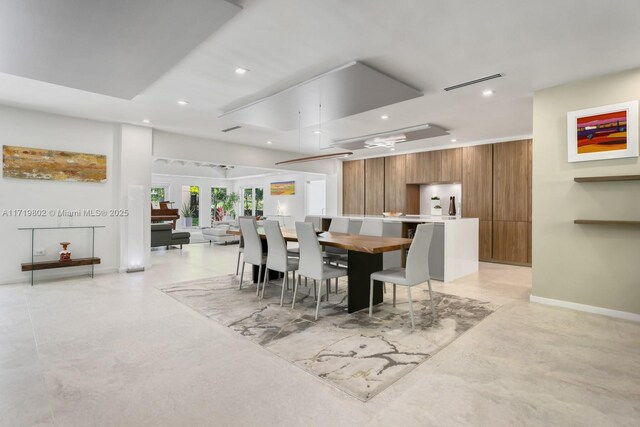 4144 Pinta Ct, Coral Gables, FL 33146 - dining area featuring baseboards, visible vents, and recessed lighting