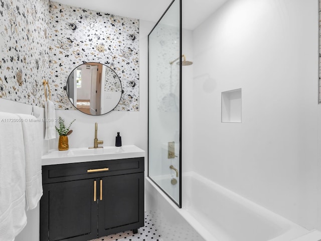 bathroom with shower / bath combination and vanity