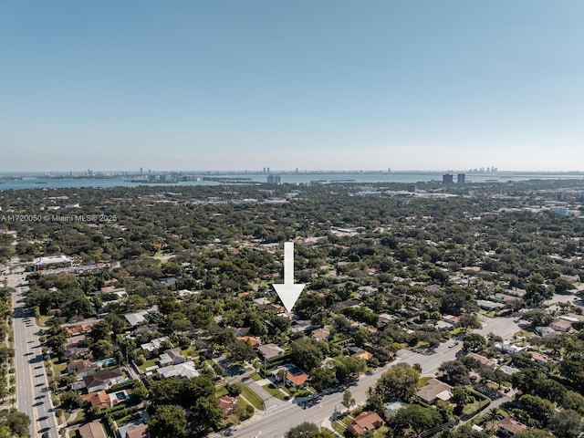 bird's eye view featuring a city view and a water view