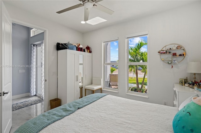 bedroom featuring ceiling fan