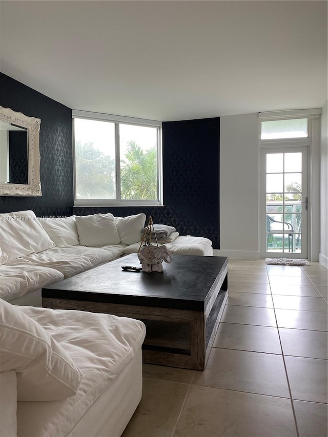 view of tiled living room