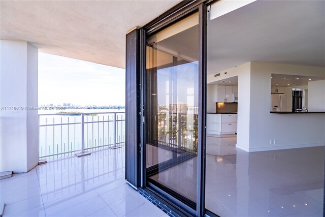 balcony with a water view