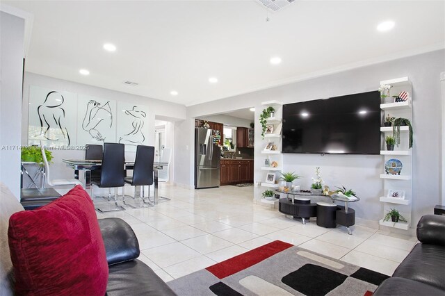 view of tiled living room