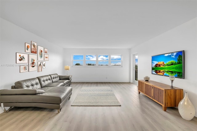 living room with light wood-type flooring