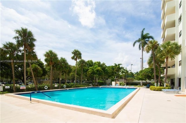 view of pool featuring a patio