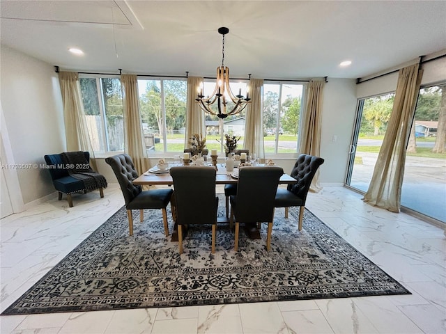 dining room featuring an inviting chandelier