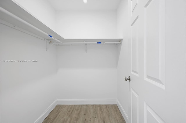 walk in closet featuring hardwood / wood-style flooring