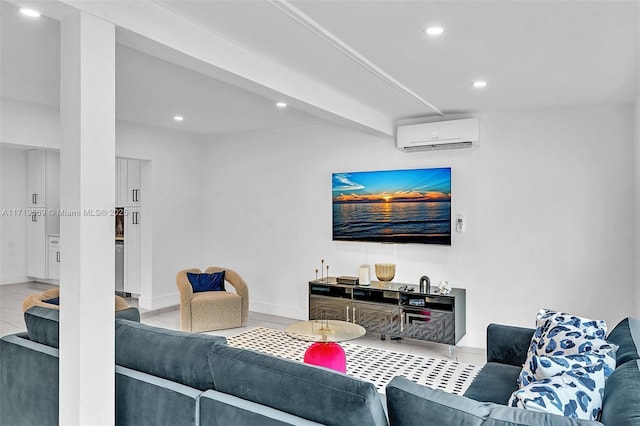 living room featuring a wall mounted AC