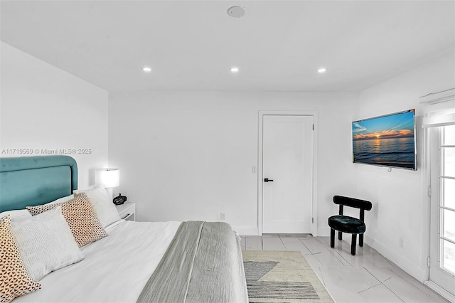 bedroom featuring light tile patterned floors