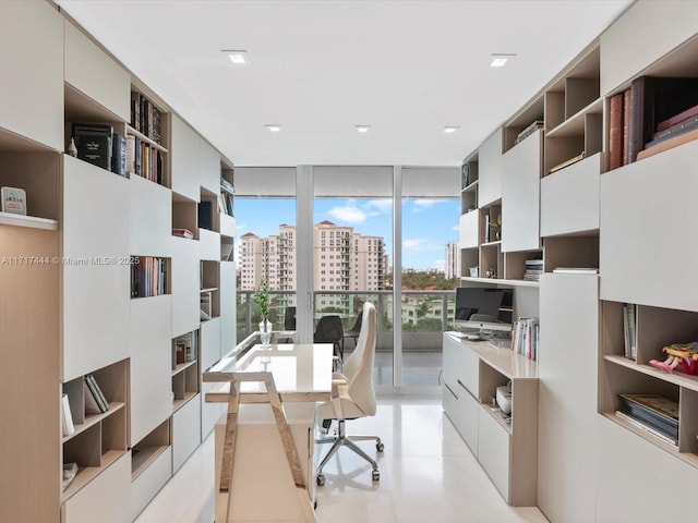 office area featuring a wall of windows