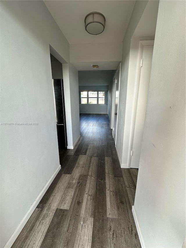 hall with dark hardwood / wood-style flooring