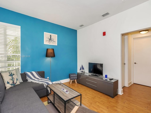 living room featuring light hardwood / wood-style floors