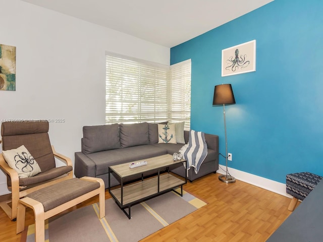 living room with hardwood / wood-style flooring