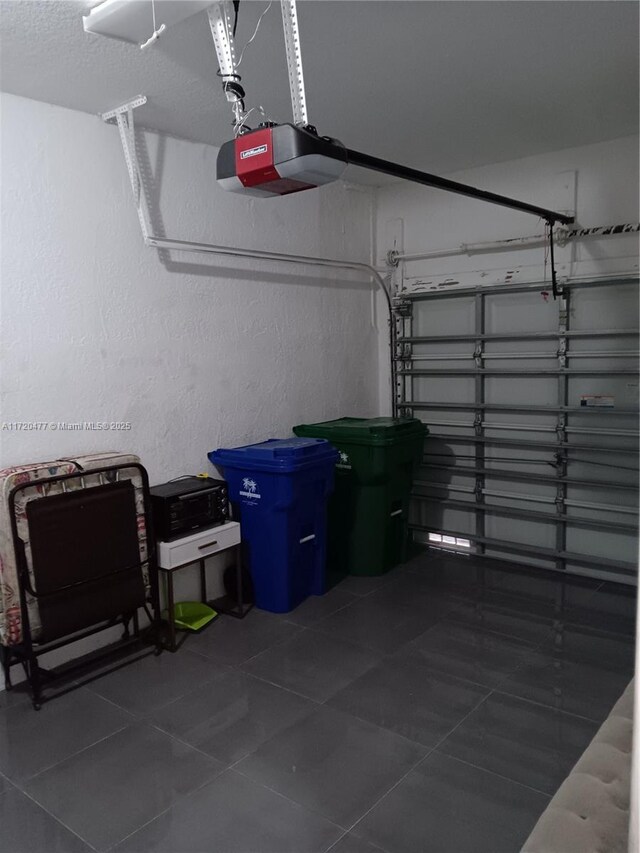 garage with a garage door opener