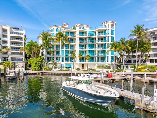 view of dock featuring a water view