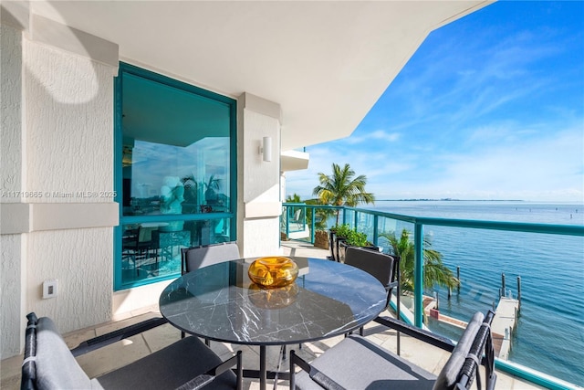 balcony with a water view