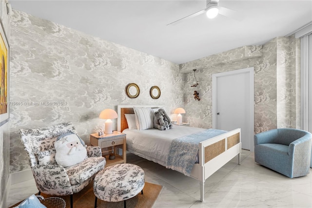 bedroom featuring ceiling fan