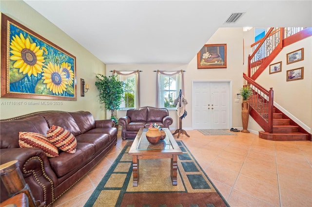 view of tiled living room