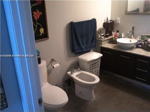 bathroom with vanity, a bidet, and toilet